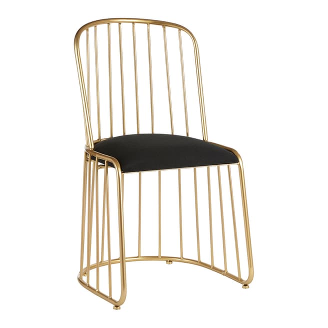 Fifty Five South Lexi Chair, Black Linen, Gold Finish