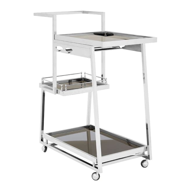 Fifty Five South Novo 3 Tier Silver Finish Trolley