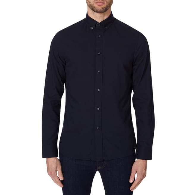 Calvin Klein Navy Fitted Cotton Oxford Shirt