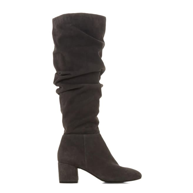 Dune London Grey Suede Sarento Ruched Knee High Boots 