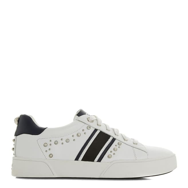Dune London White Leather Eryn Embellished Sport Trainers 