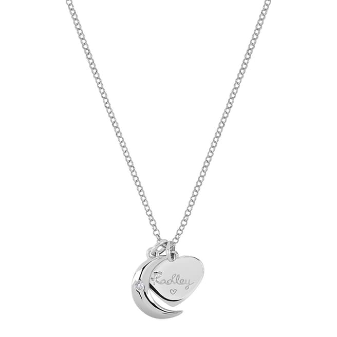 Radley Long Silver Heart Charm Necklace