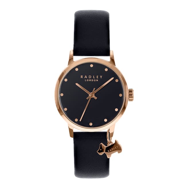 Radley Black Rose Gold Plated Leather Watch