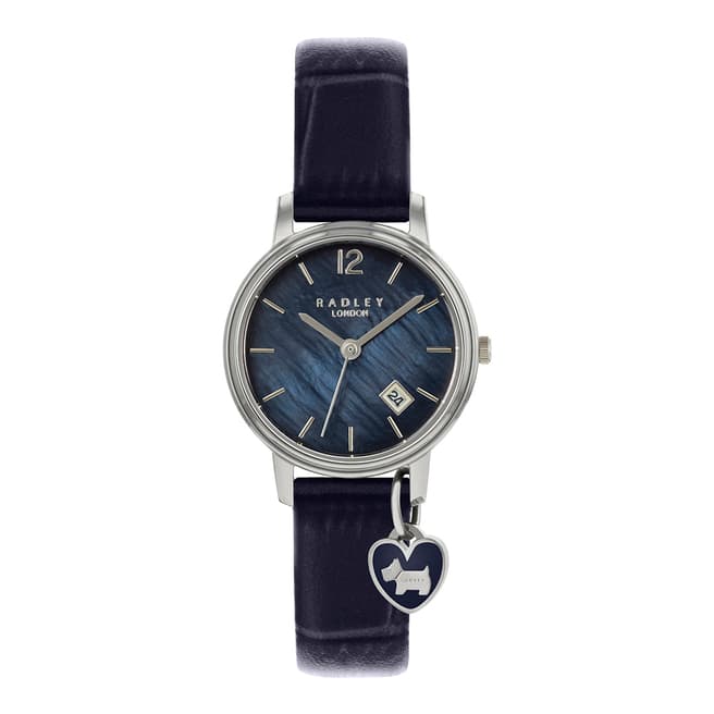 Radley Black Silver Plated Leather Watch