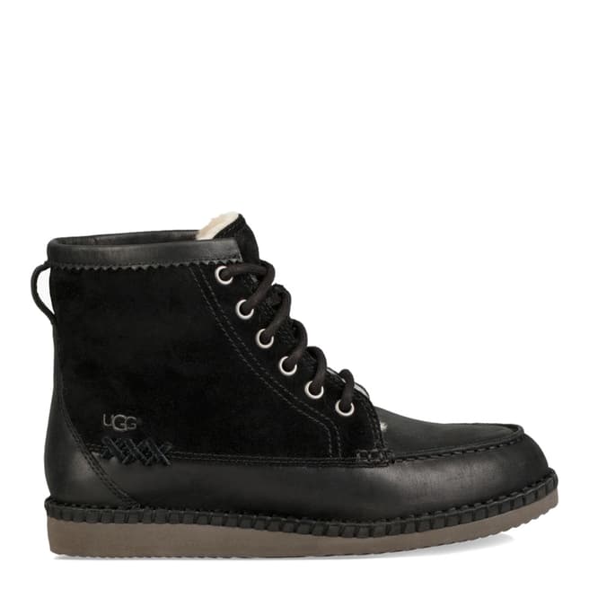 UGG Black Suede & Leather Quinlin Lace Up Boots