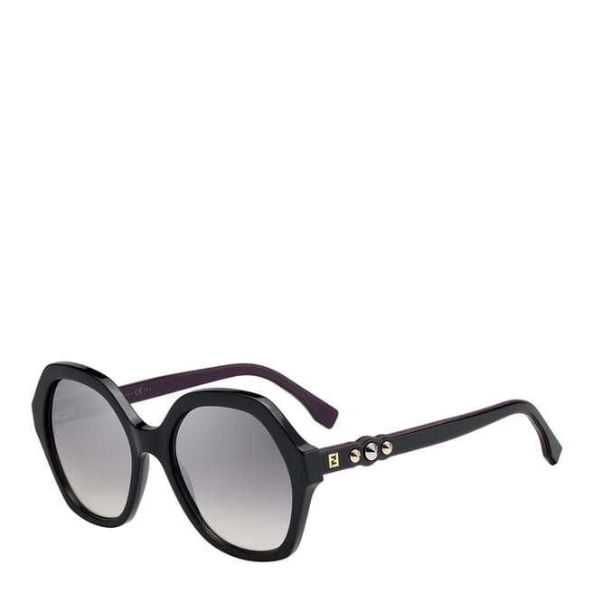 Fendi Women's Black / Silver Grey Shaded Effect Sunglasses 56mm