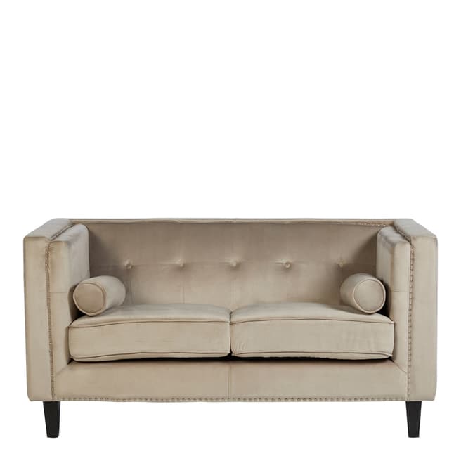 Premier Housewares Felisa 2 Seat Sofa, Mink Velvet, Stud Detail