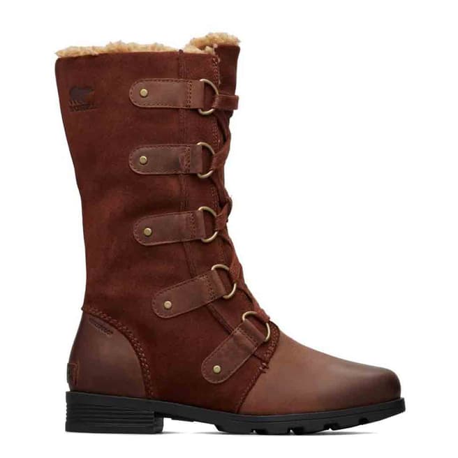 Sorel Brown Leather & Suede Emelie Lace Long Boots