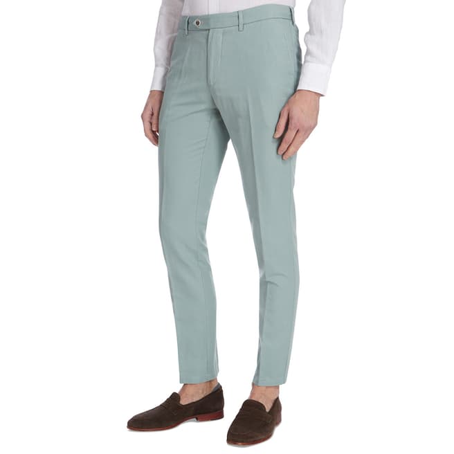 Hackett London Green Cotton Linen Trousers