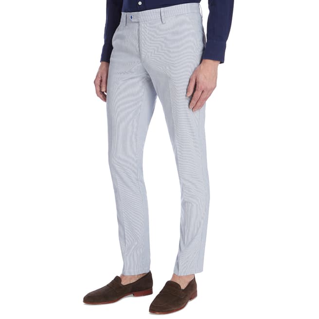 Hackett London Blue/White Preppy Striped Cotton Trousers
