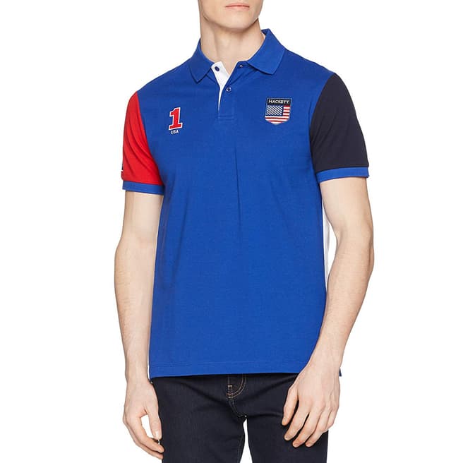 Hackett London Blue/Red USA Polo Top