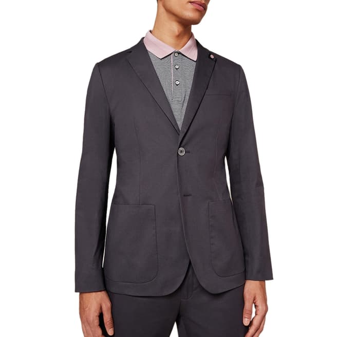 Ted Baker Charcoal Cliford Dyed Cotton Blazer