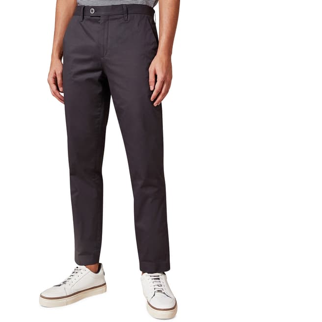 Ted Baker Charcoal Cliftro Dyed Cotton Stretch Trousers