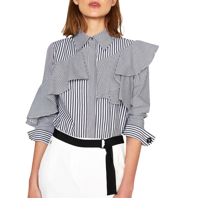 Outline Monochrome Breton Stripe Cotton Shirt