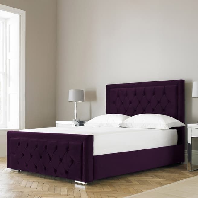 Hotel Living Hampton 135cm Bedstead Purple Plush Velvet