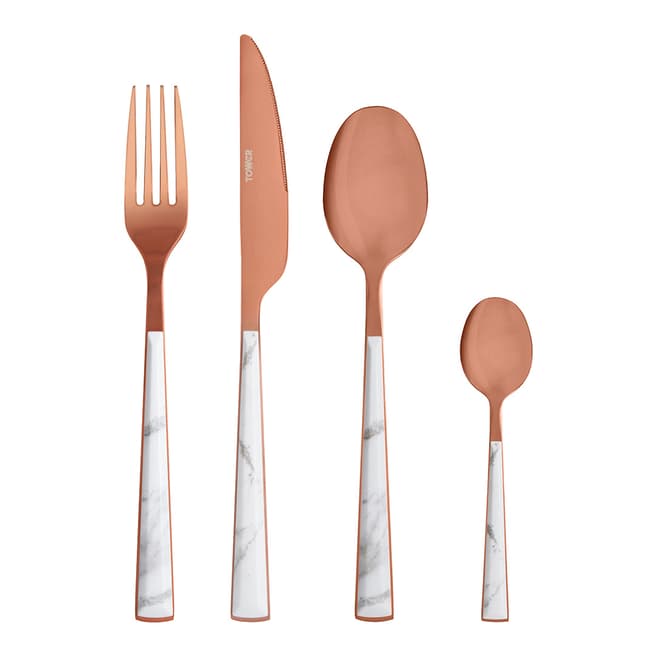 Tower 16 Piece White & Rose Gold Stainless Steel Cutlery Set