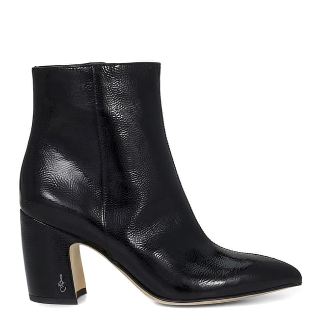 Sam Edelman Black Leather Hilty Crinkle Patent Ankle Boots