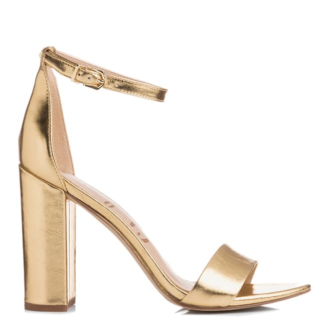 Sam Edelman Bright Gold Leather Yaro Heeled Sandals 