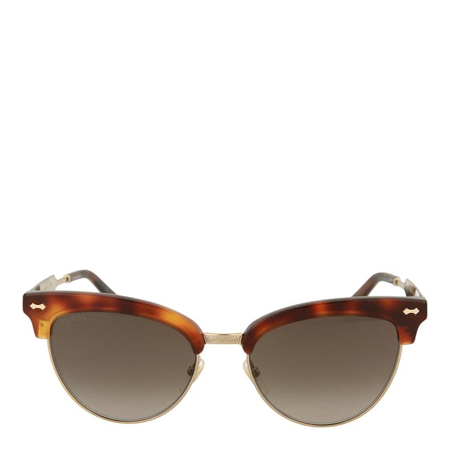Gucci Women's Gold/Brown Cat Eye Gucci Sunglasses 55mm