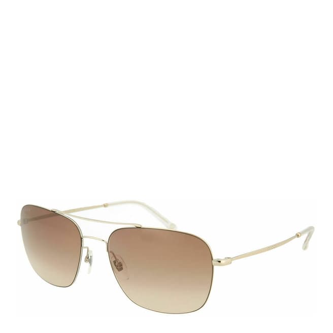 Gucci Men's Gold / Brown Aviator Gucci Sunglasses 58mm