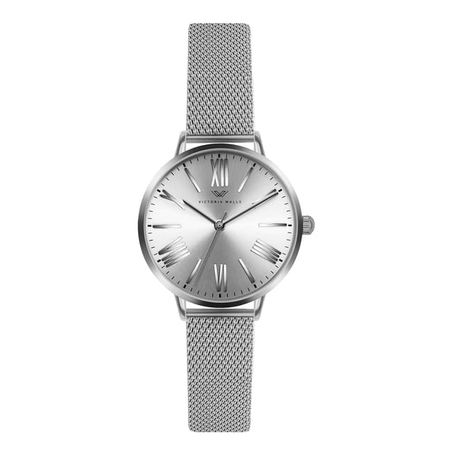 Victoria Walls Women's Silver Mesh Bracelet Sunray Watch 34mm