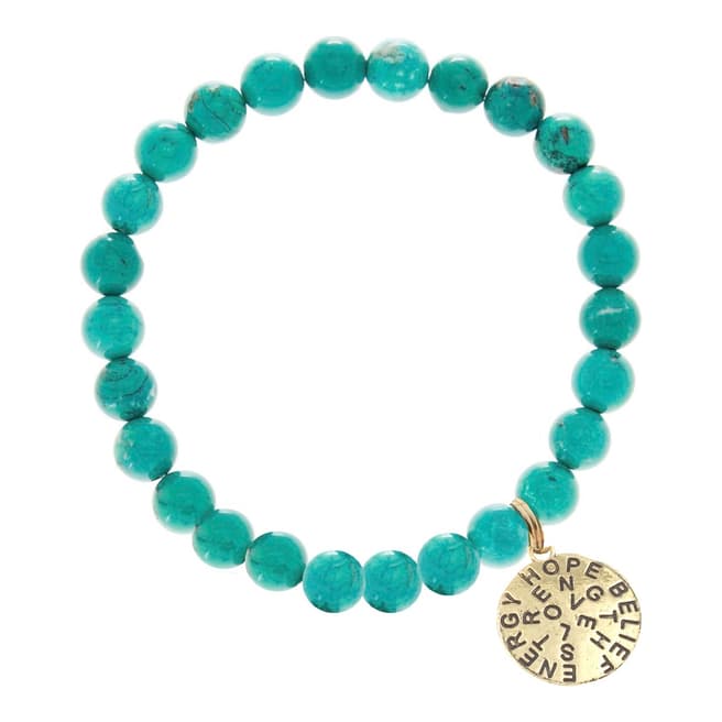 Chloe Collection by Liv Oliver Turquoise Inspirational Charm Bracelet