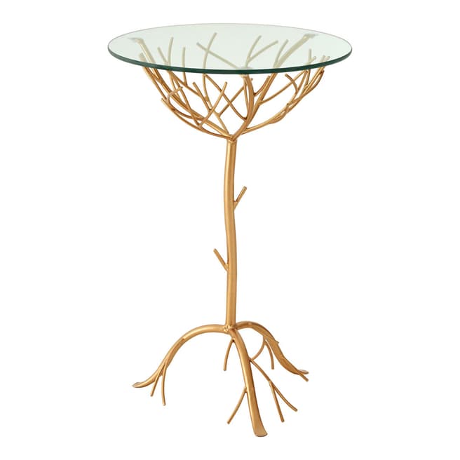 Fifty Five South Lexa Branch Table, Rose Gold Frame, Glass Top