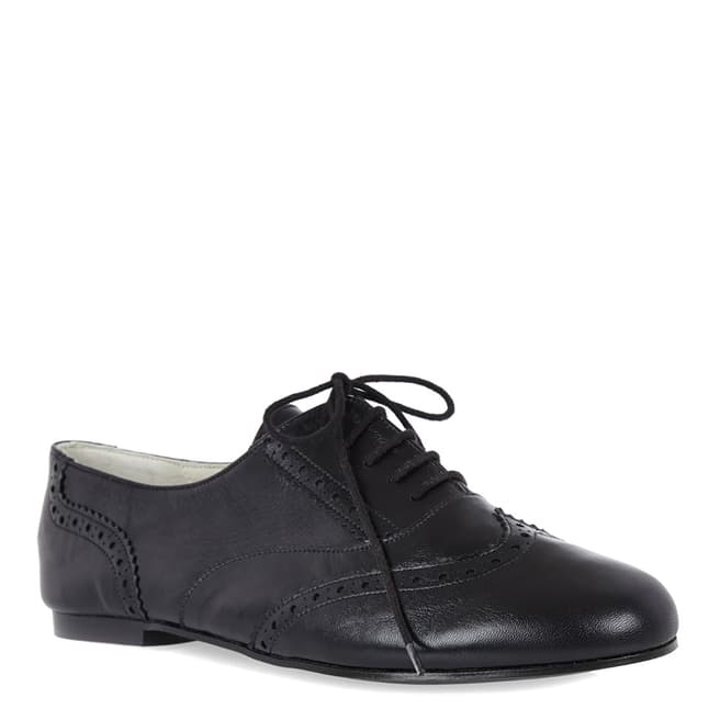 French Sole Black Leather Cambridge Brogues 