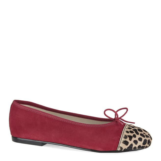 French Sole Red Suede Simple Leopard Toe Ballet Flats 