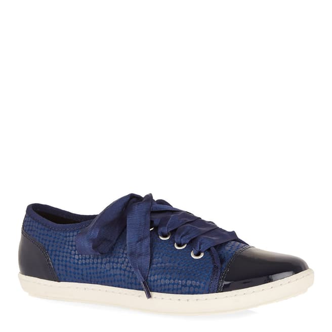 French Sole Navy Leather Moochers Snake Patent Sneakers 