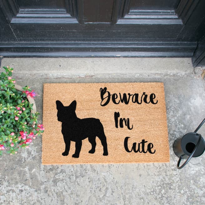 Artsy Doormats Beware I'm Cute French Bulldog Doormat