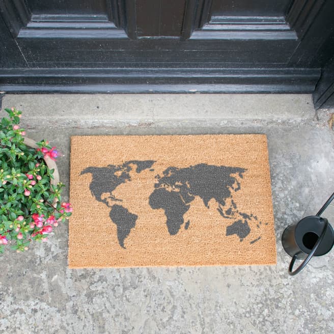 Artsy Doormats World Map Grey Doormat
