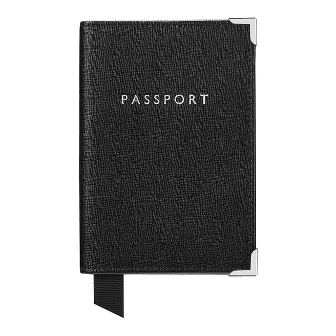 Aspinal of London Black Suede Plain Passport Cover