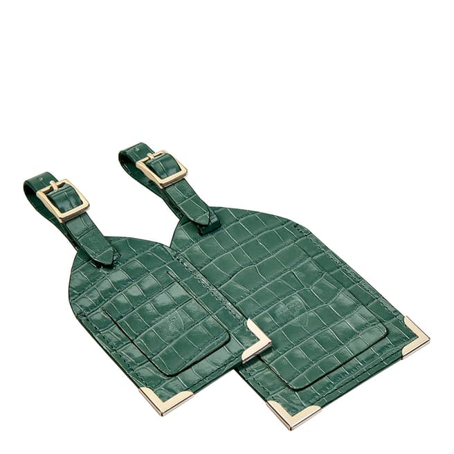 Aspinal of London Sage Mini Croc Set of 2 Luggage Tags