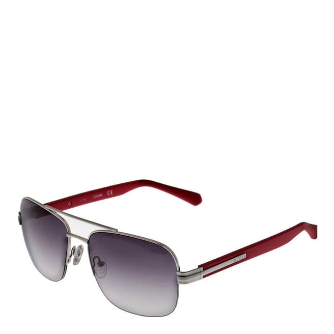 Guess Men's Silver / Red Guess Sunglasses 58mm