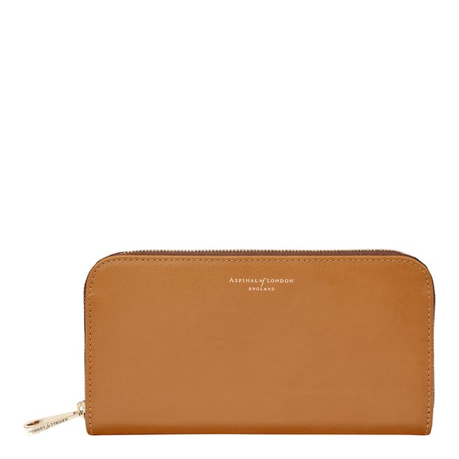 Aspinal of London Tan Smooth Continental Clutch Purse