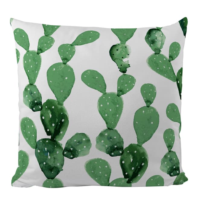 Butter Kings White/Green Cactus Watercolour Cushion Cover 50x50cm