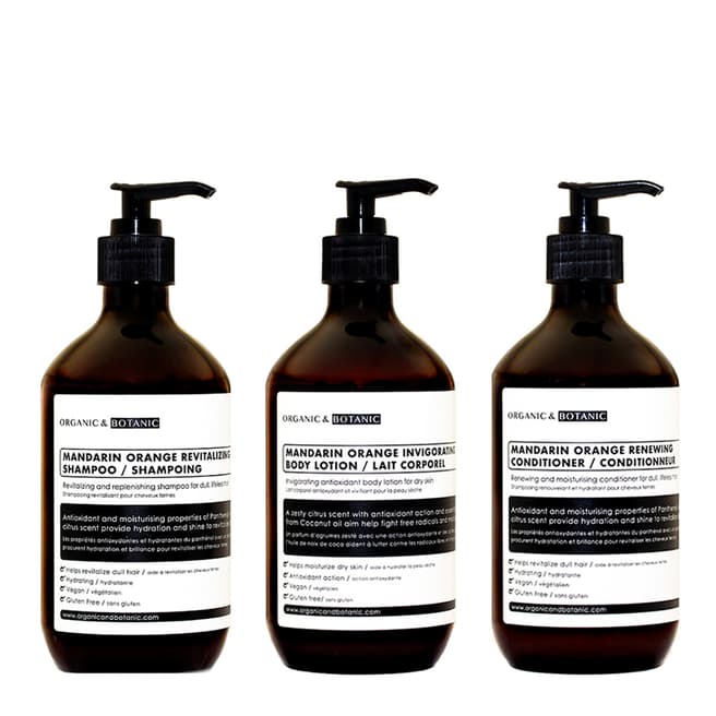 Organic & Botanic Mandarin Orange Shampoo, Conditioner & Body Lotion Set
