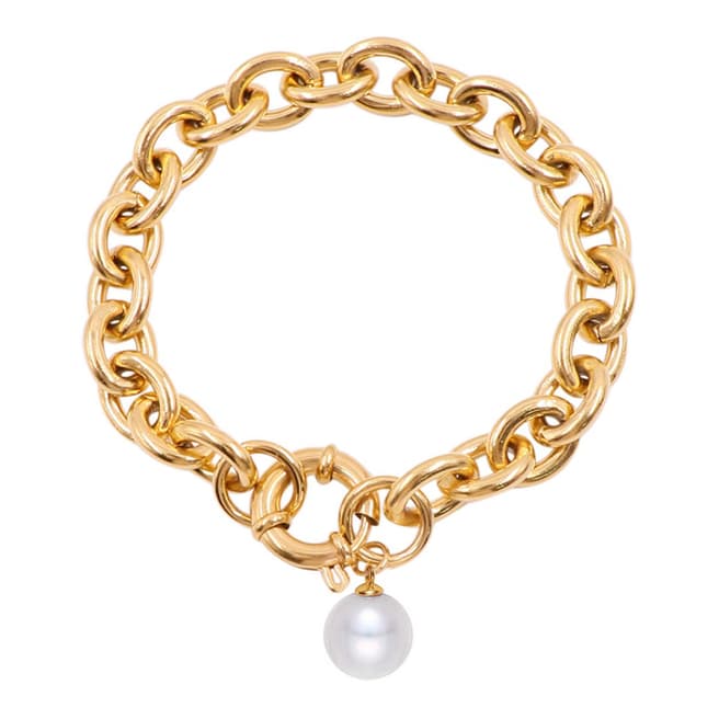Liv Oliver Gold Plated Pearl Charm Bracelet