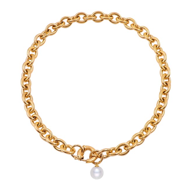 Liv Oliver Gold Plated Pearl Charm Necklace