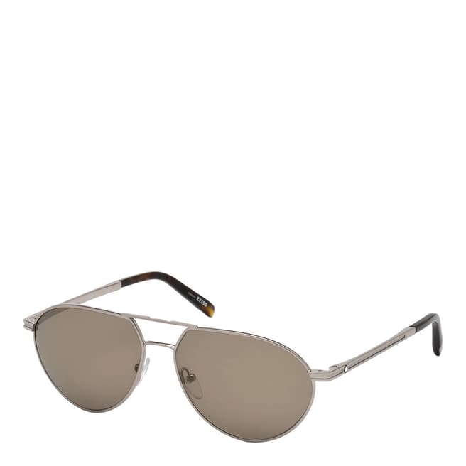 Montblanc Men's Silver Aviator Montblanc Sunglasses 59mm