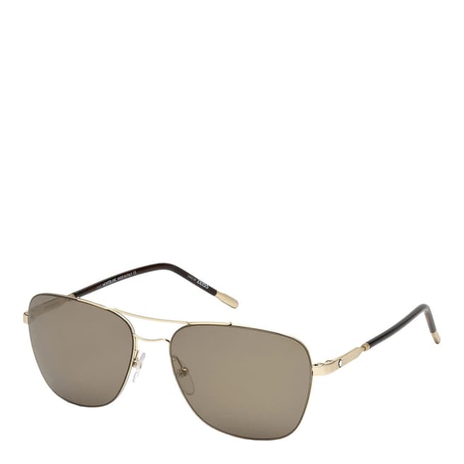 Montblanc Men's Gold /Brown Montblanc Sunglasses 56mm