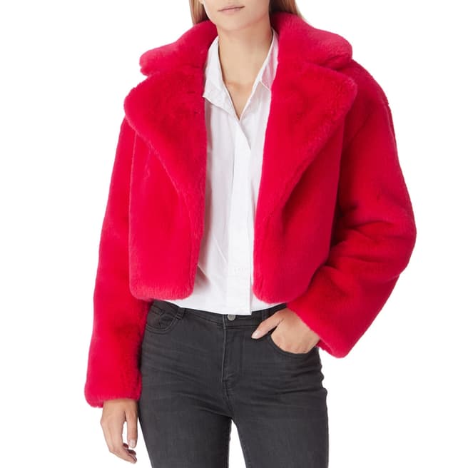 JayLey Collection Hot Pink Faux Fur Cropped Jacket