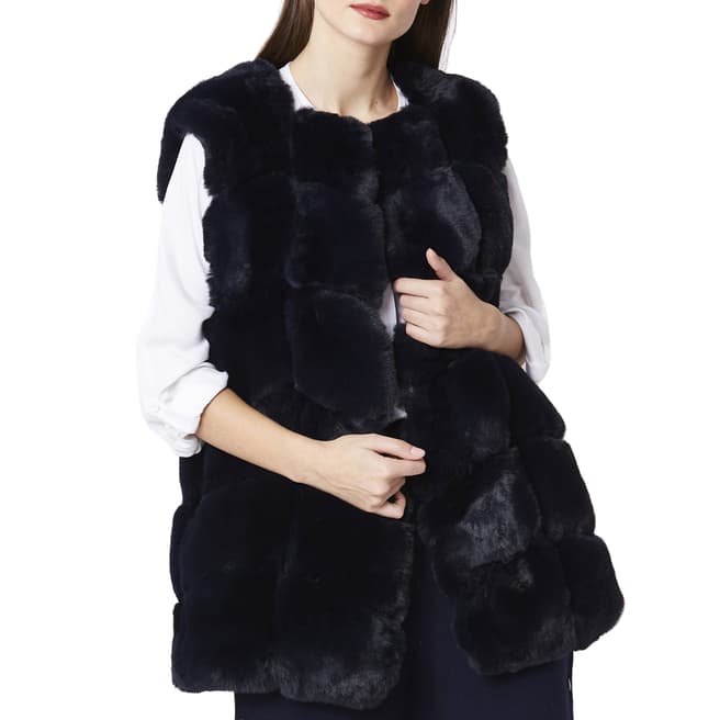 JayLey Collection Navy Luxury Faux Fur Carol Gilet