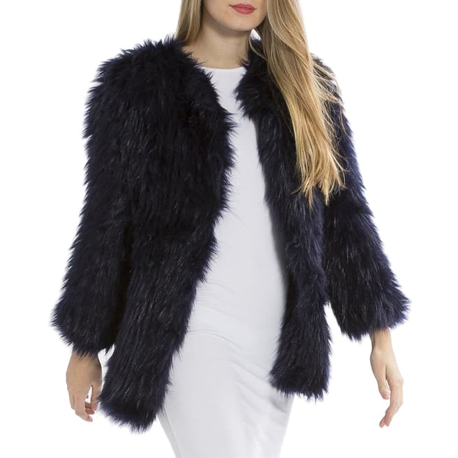 JayLey Collection Hand Knitted Faux Fur Jacket