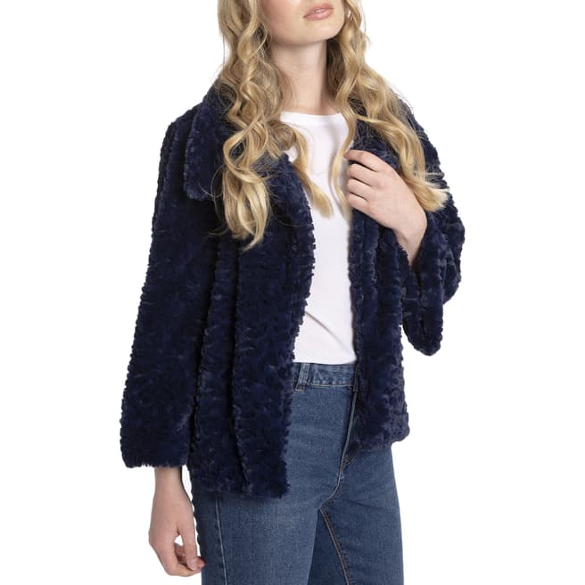 JayLey Collection Navy Faux Fur Jacket