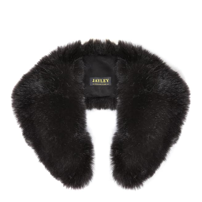 JayLey Collection Black Luxury Faux Fur Collar