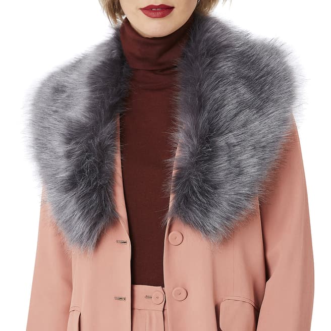 JayLey Collection Grey Luxury Faux Fur Collar