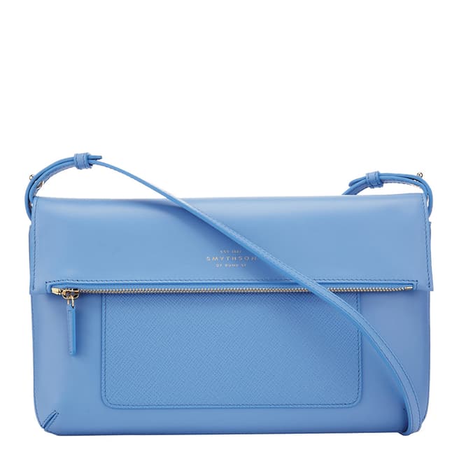 Smythson Blue Panama Folded Crossbody Bag
