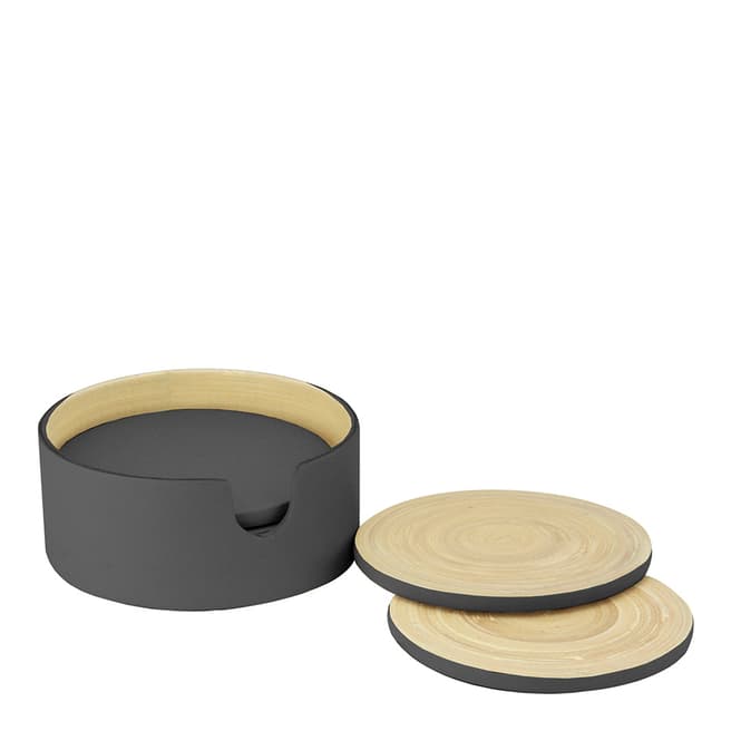 Apollo Housewares Set Of 6 Black Bamboo Coasters